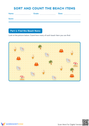 Grade 1 Sort and Count — Printable No-Prep Worksheet