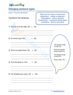 Changing sentence types 1