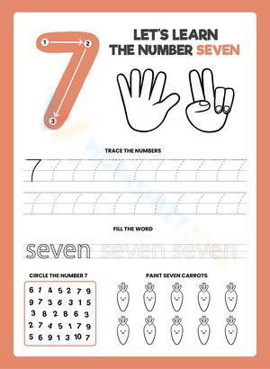  Number 7: Trace, Spell & Paint Seven Carrots

