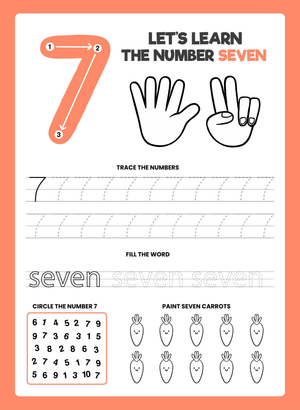  Number 7: Trace, Spell & Paint Seven Carrots

