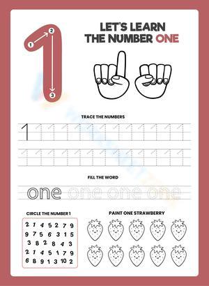 Number 1 Worksheet for Preschool - Trace, Circle & Paint Activities