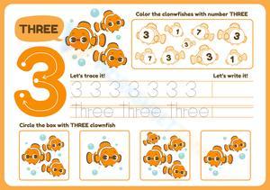 Recognizing Number 3 - A Practice Worksheet