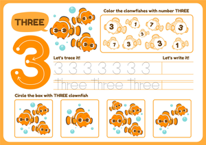 Recognizing Number 3 - A Practice Worksheet