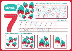 Learn the Number 7: Tracing, Counting & Hermit Crab Activities