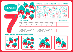 Learn the Number 7: Tracing, Counting & Hermit Crab Activities