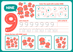 Learn the Number 9 with Fun Squid-Themed Activities

