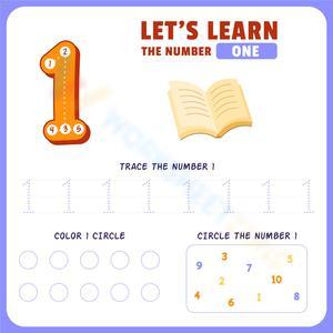 Number 1 Tracing & Recognition Worksheet