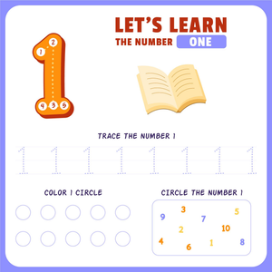 Number 1 Tracing & Recognition Worksheet