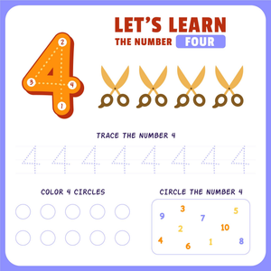 Number 4: Trace, Count, and Spot the Fours

