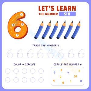 Number 6 Worksheet: Trace, Count & Find the Sixes