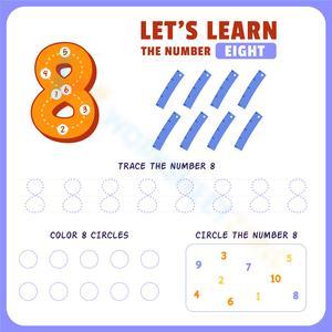 Let’s Learn the Number 8: Tracing and Counting Fun Worksheet