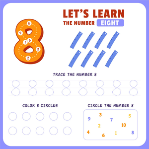 Let’s Learn the Number 8: Tracing and Counting Fun Worksheet