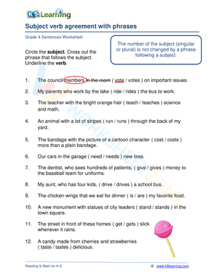 Subject verb agreement with phrases 3
