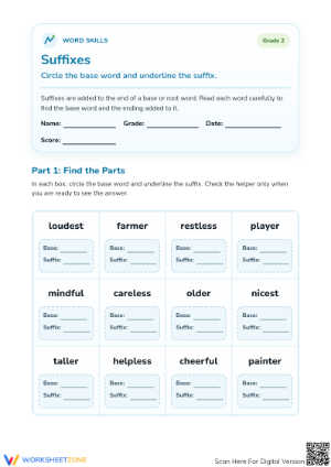 Essential Suffixes Worksheet | Grade 2 ELA Printable