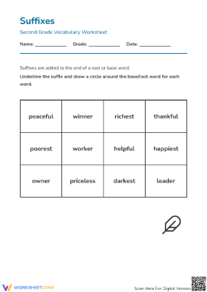 Suffixes Practice Worksheet | Essential Grade 2 ELA