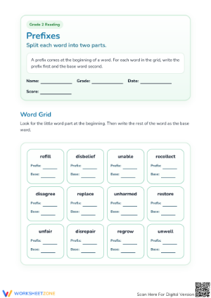 Grade 2 Prefixes Worksheet — Essential Printable No-Prep