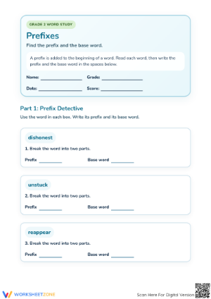 Printable Prefix Worksheet | Grade 2 ELA Word Study