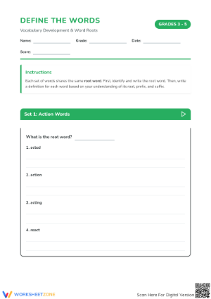 Essential Root Words & Affixes Worksheet | Grades 3-5