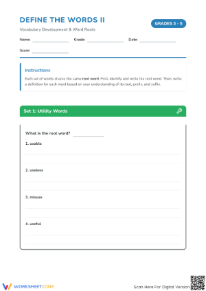 Root Word and Affixes Practice Worksheet | Printable Grade 4