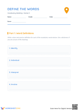 Essential Vocabulary Worksheet | Grade 3-5 ELA Practice