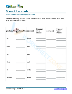 Dissect the words 1