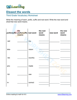 Dissect the words 2