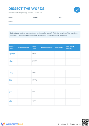 Essential Word Morphology Worksheet | Grade 3-5 Printable