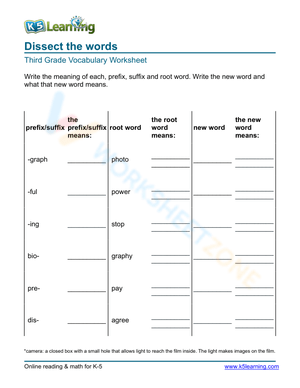 Dissect the words 3