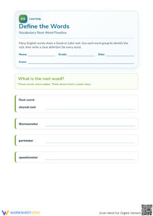 Greek and Latin Roots Practice | Essential Grade 4 Worksheet