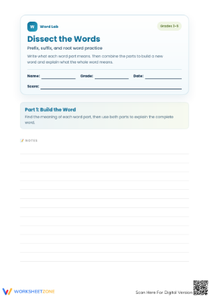 Essential Affix Practice: Dissect the Words Worksheet