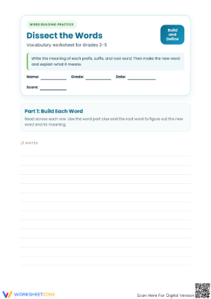 Printable Prefix and Suffix Worksheet | Grades 3-5 ELA