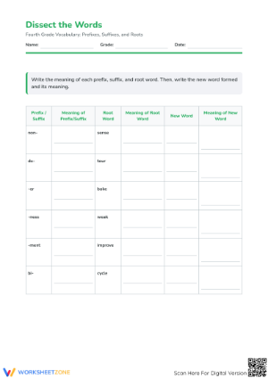 Dissect the Words: Essential Affixes Worksheet | Grade 4