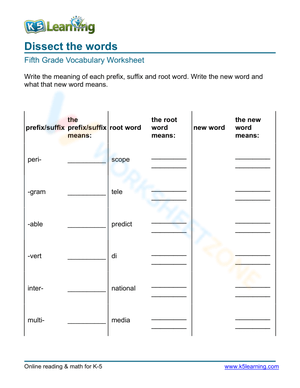 Dissect the words 10