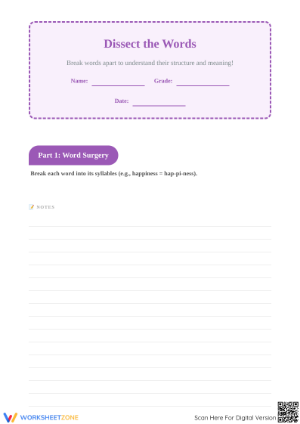 Printable Syllable & Vocabulary Worksheet | Grades 3-5 ELA