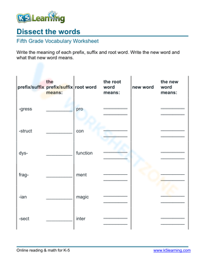 Dissect the words 11