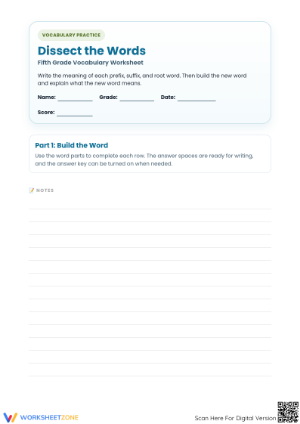 Printable Grade 5 Affixes & Root Words Worksheet