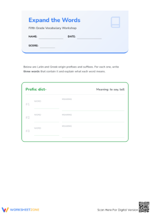 Greek and Latin Roots Worksheet | Printable Grade 5 ELA