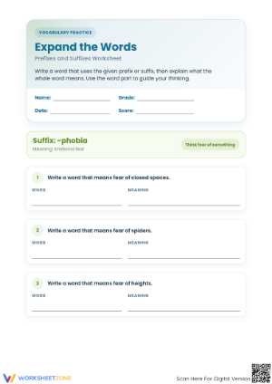 Prefixes and Suffixes Worksheet: Printable Grade 4 Ready
