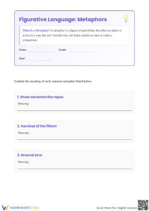 Printable Metaphors Worksheet | Grade 4 ELA Essential