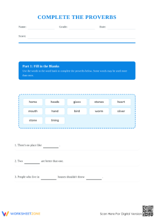 Essential Proverbs Worksheet | Grade 4 ELA Printable