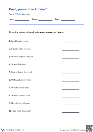 Essential Verb Tenses Worksheet | Grade 2 Printable