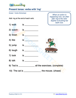 Present tense: verbs with 'ing' 1