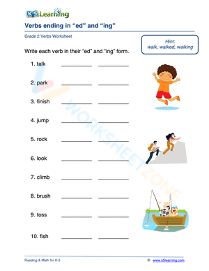 Verbs ending in “ed” and “ing” 1