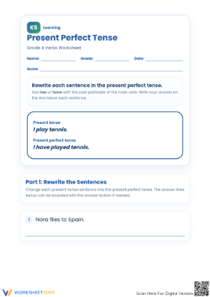 Grade 4 Present Perfect Tense — Printable No-Prep Worksheet