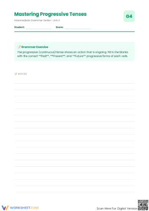 Mastering Progressive Tenses Worksheet | Essential ELA