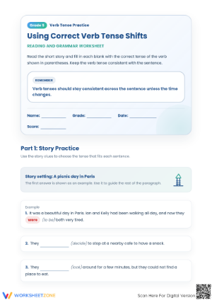 Verb Tense Shifts Worksheet | Grade 5 Printable