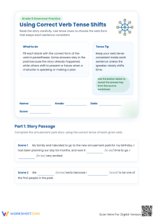 Grade 5 Verb Tense Shifts | Essential Printable Worksheet