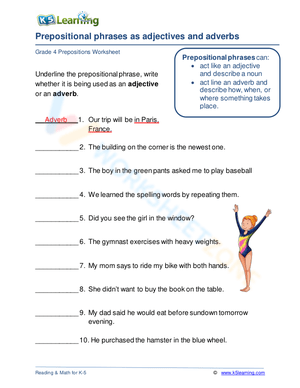 Prepositional phrases as adjectives and adverbs 1