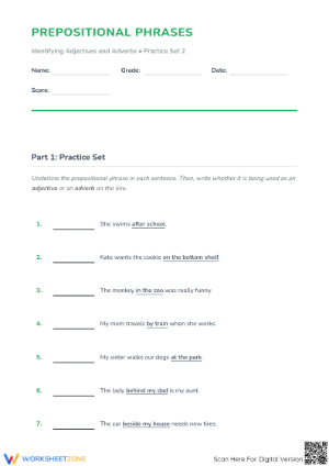 Essential Prepositional Phrases Worksheet | Grade 4-5 ELA