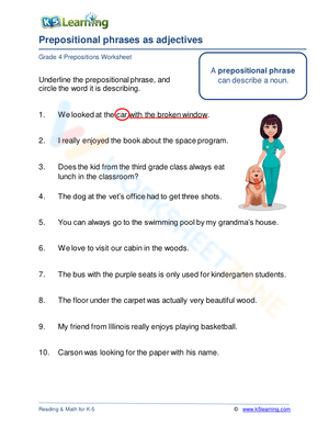 Prepositional phrases as adjectives 3